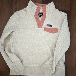 Patagonia Cream and Pink Quilted Pullover